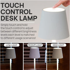 Rechargeable Cordless Metal Table Desk Lamp Touch Control Dimmable Night Light