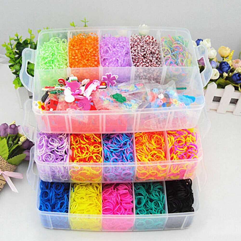 15000Pcs Kit Box   Rubber Loom Bands Children Mult-color Make Woven Bracelet