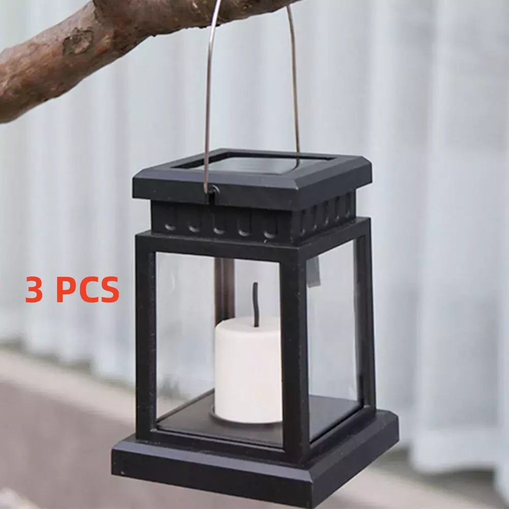 3pcs Solar Powered LED Lantern Lights Waterproof Lamp Hanging Outdoor Garden Lawn