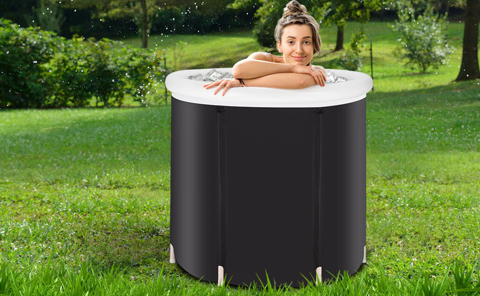 Recovery Ice Tub Foldable Bathtub Outdoor Portable Cold Water Therapy Tub Blue. Spa Soaking Bucket