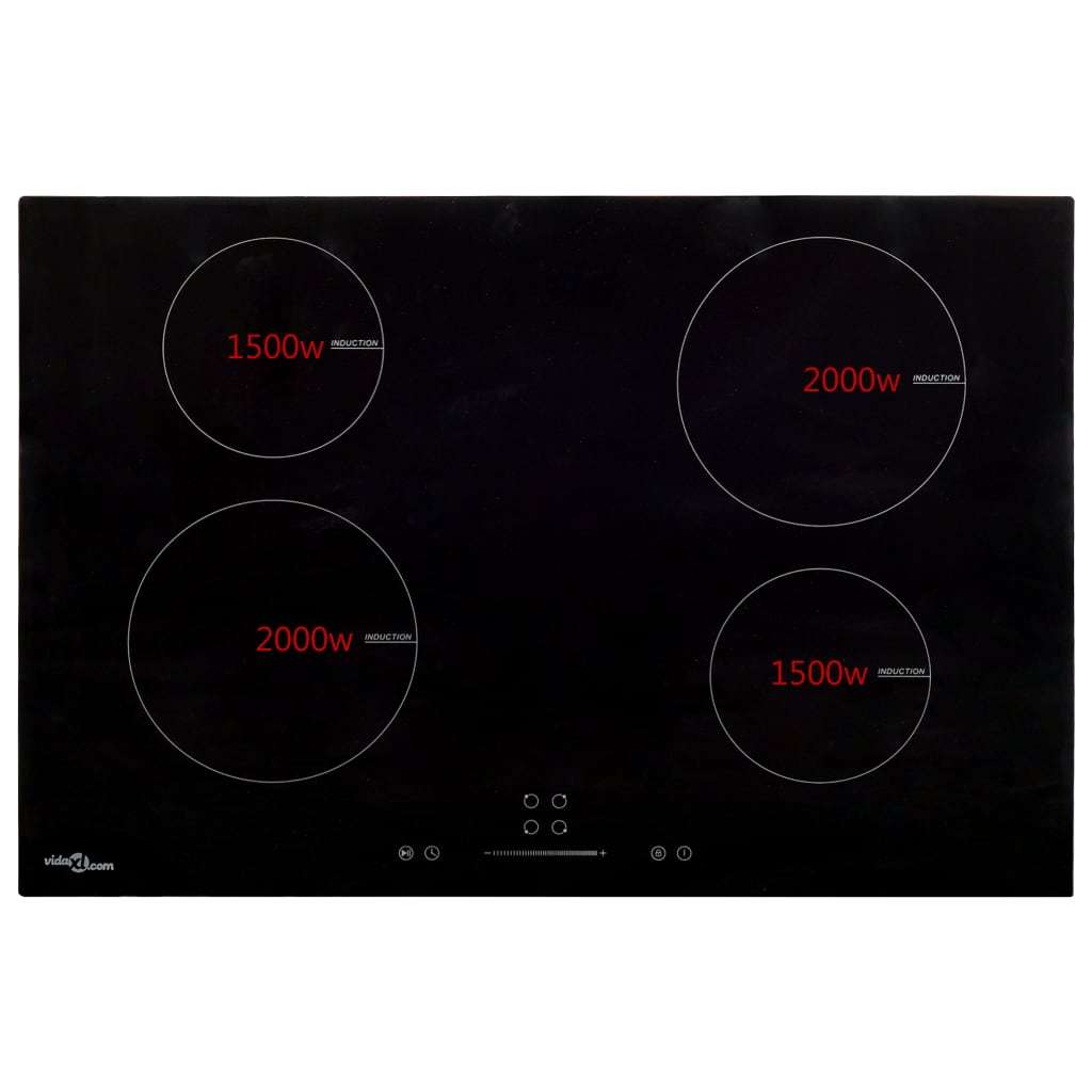 Induction hob with 4 rings, touch screen, glass, 7000 W, 77 cm