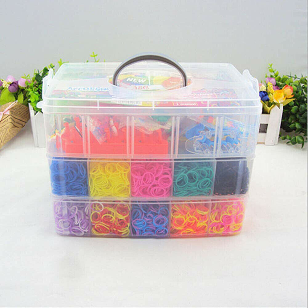 15000Pcs Kit Box   Rubber Loom Bands Children Mult-color Make Woven Bracelet