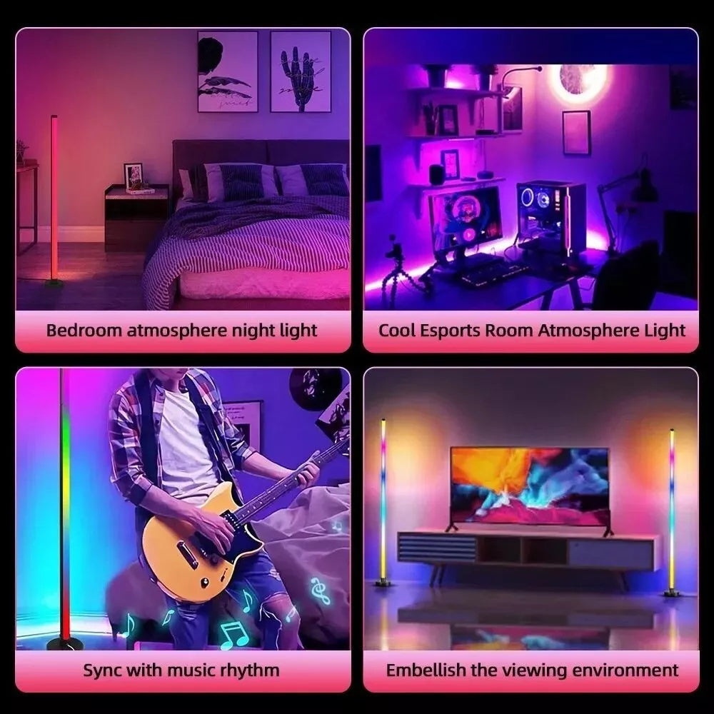 2PCS RGB Floor Lamp LED Corner Light Standing Remote