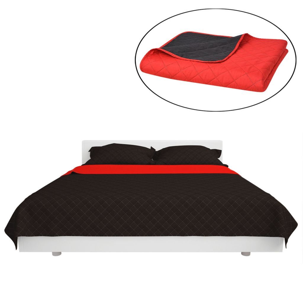 Double-sided Quilted Bedspread Red and Black