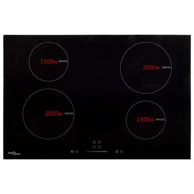 Induction hob with 4 rings, touch screen, glass, 7000 W, 77 cm