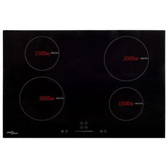 Induction hob with 4 rings, touch screen, glass, 7000 W, 77 cm